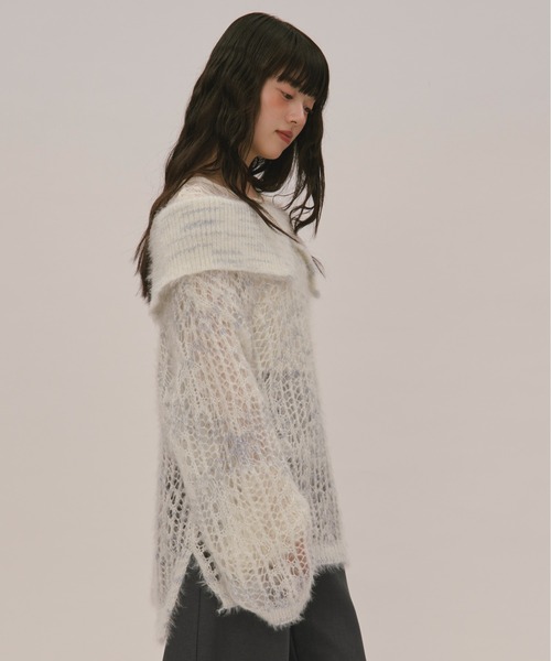 loin nuit（ロワンニュイ）の「sheer collar knit / シアーカラー