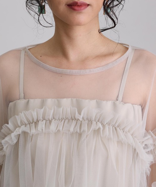 ギャザーチュールトップスオケージョン結婚式パーティー 同窓会