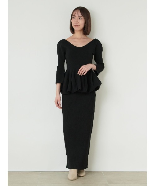 SNIDEL（スナイデル）の「ペプラムニットセットアップ（ワンピース