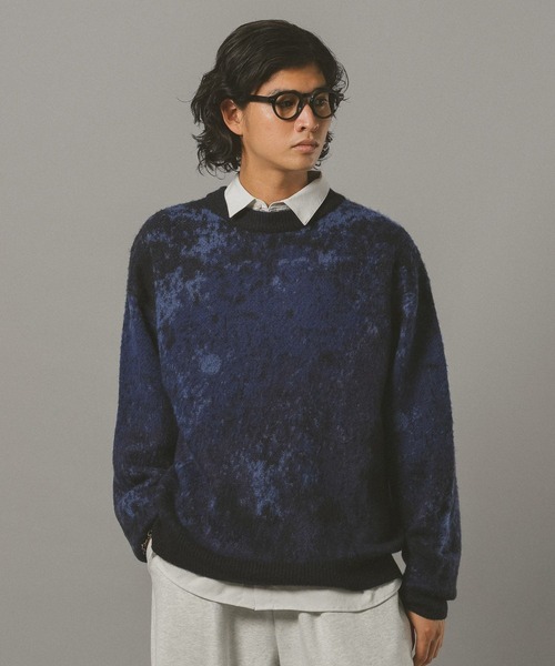 セール】Mohair Blend Shaggy Knit / モヘヤブレンド総柄ニット