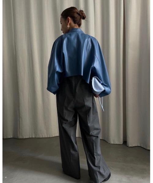 Ameri（アメリ）の「ROUND SHORT SYNTHETIC LEATHER JACKET（その他