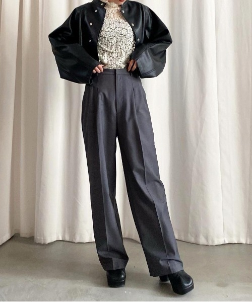 Ameri（アメリ）の「ROUND SHORT SYNTHETIC LEATHER JACKET（その他