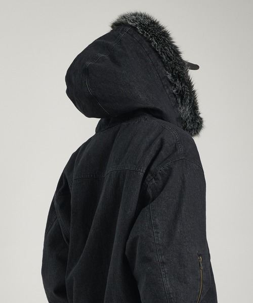 セール】ヴィンテージライクデニムフードファーブルゾン（ブルゾン