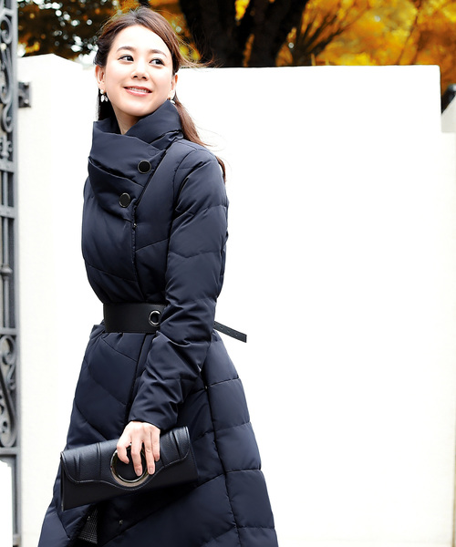 セール】静電気防止 洗える ｜ ハイネックアシンメトリーダウンコート