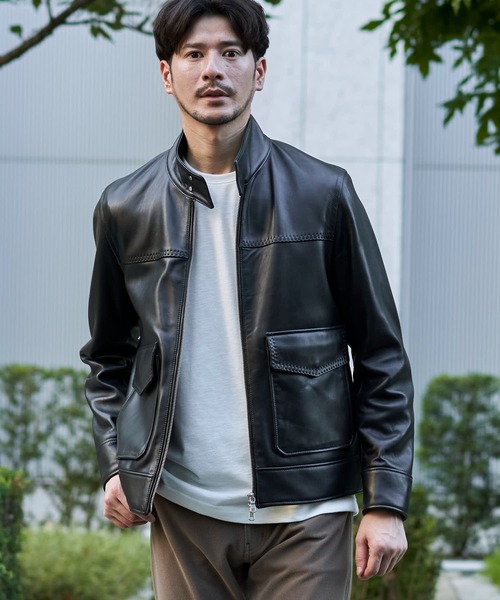 TETE HOMME（テットオム）の「SHEEP LEATHER JACKET / スタンドカラー