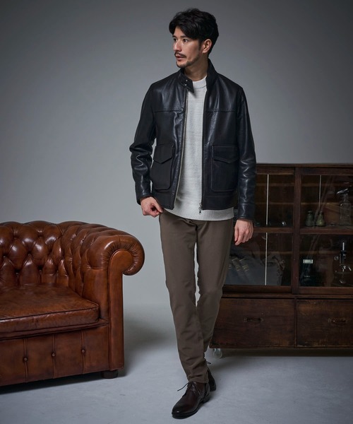 TETE HOMME（テットオム）の「SHEEP LEATHER JACKET / スタンドカラー