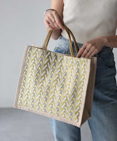 ヘリンボーン柄トートバッグ（かごバッグ）｜Riberry（リベリー）の