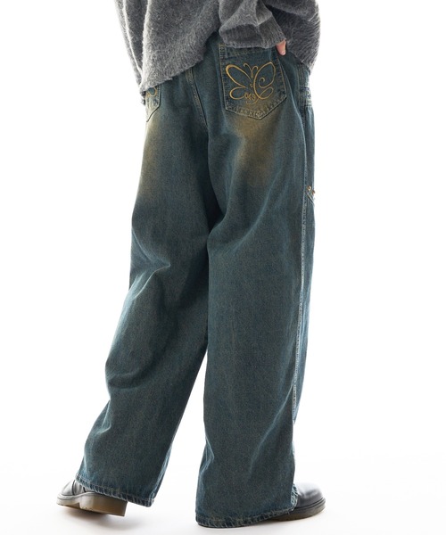 studs denim pant / スタッズ デニムパンツ ワイドストレート（デニム