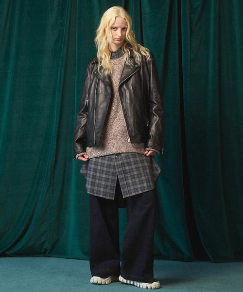 UNISEX》Dress-Fit Sheep Leather Double Rider Jacket/ドレスフィット