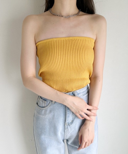 セール】【全15色/カラバリ豊富】テレコリブベアトップインナー