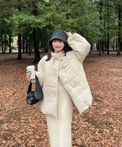 hinari（ヒナリ）の「中綿リボンミドルコート（ブルゾン）」 - WEAR