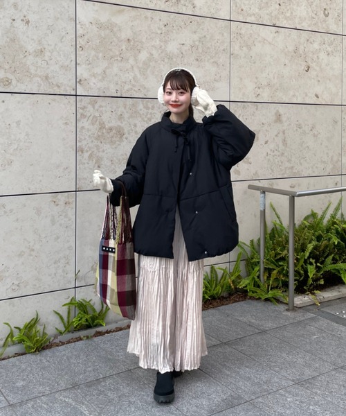 hinari（ヒナリ）の「中綿リボンミドルコート（ブルゾン）」 - WEAR