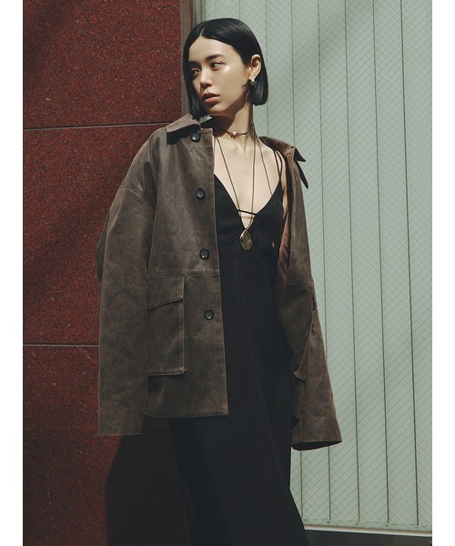 MIESROHE（ミースロエ）の「フェイクレザーカバーオールジャケット