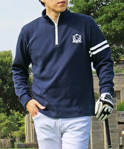 ハーフジップトレーナー ゴルフウェア 裏起毛シャギー スウェット 長袖