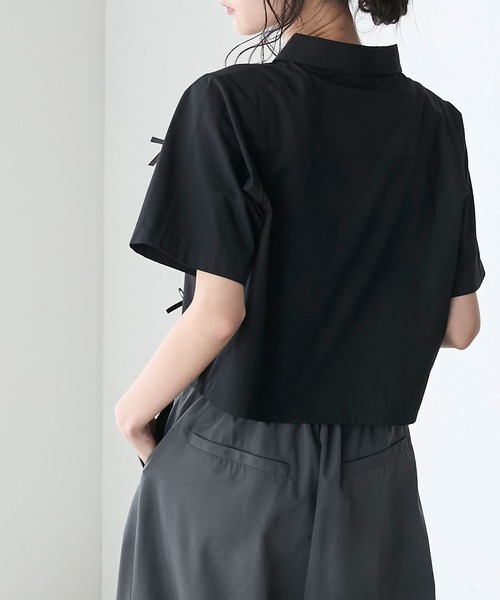 forksy.】リボン付きクロップ半袖シャツ forksy.│MONO-MART