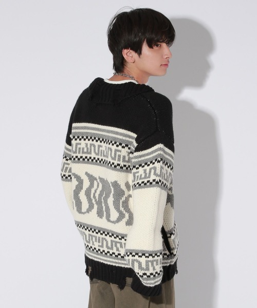 Anui（アニュイ）の「【UNISEX】GRMベアーカウチンニットカーディガン