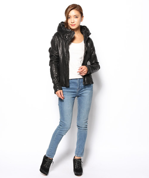 goa（ゴア）の「ｺﾞｰﾄﾚｻﾞｰﾋﾞｯｸﾌｰﾄﾞｼﾞｬｹｯﾄ（ライダースジャケット）」 - WEAR