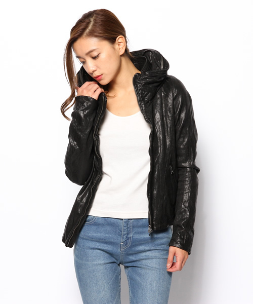 goa（ゴア）の「ｺﾞｰﾄﾚｻﾞｰﾋﾞｯｸﾌｰﾄﾞｼﾞｬｹｯﾄ（ライダースジャケット）」 - WEAR