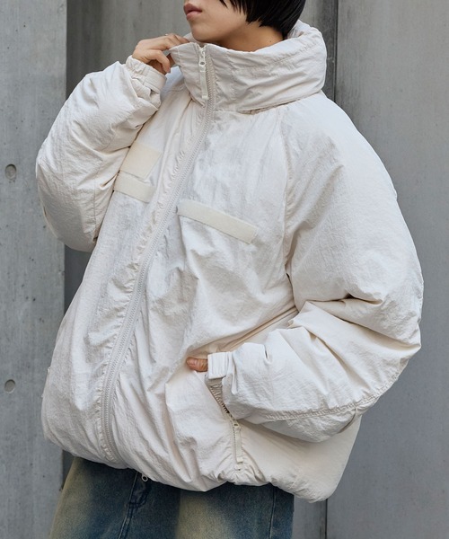 セール】2WAY 撥水ナイロン ビッグシルエット ミリタリーショート中綿