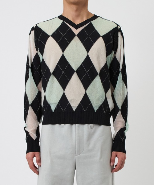 MASU/エムエーエスユー】REVERSED ARGYLE SWEATER（ニット/セーター