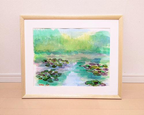 睡蓮の池(1) 水彩画原画 (F6) 絵画 yko 通販 13575338｜Creema