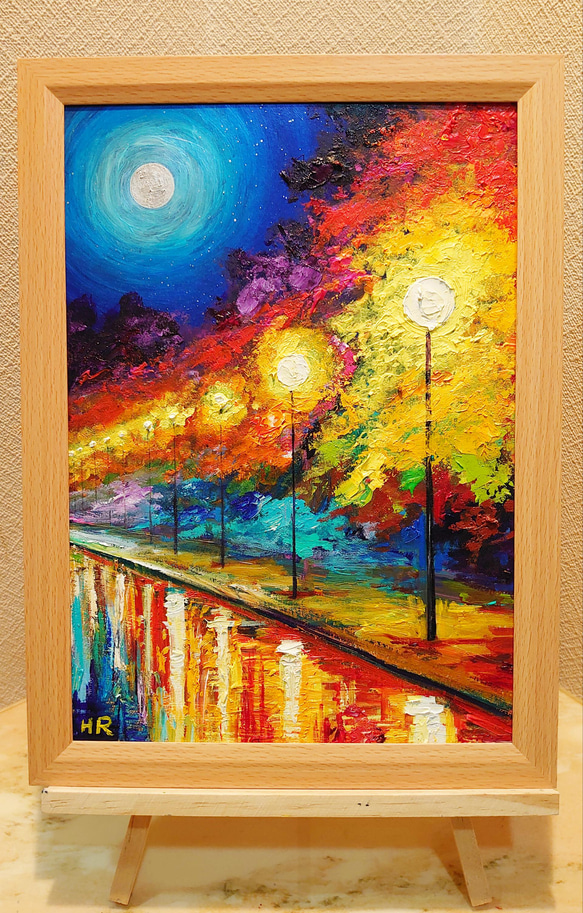 油絵 絵画 【秋のライトアップ】 絵画 HR 通販 13157725｜Creema