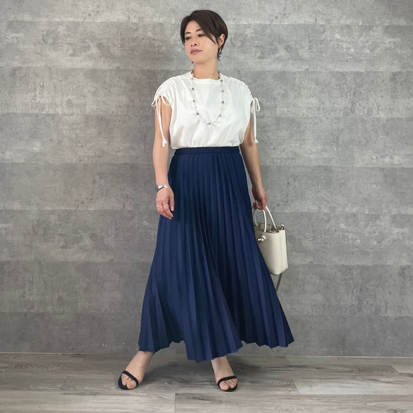 小柄S】洗ってもプリーツそのまま♪ 1年中OK スラリと細見えプリーツ