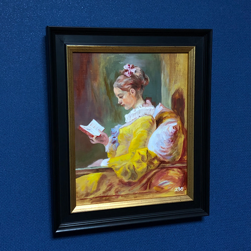ジャン・オノレ・フラゴナール 「読書する娘」レプリカ 油絵 絵画