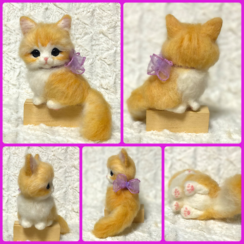 羊毛フェルト。猫。リース台座付き。 羊毛フェルト キサラキララ 通販