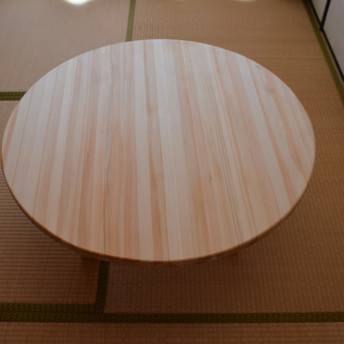 折りたたみ ちゃぶ台 木 クリ無垢 テーパー脚 直径75cm 高さ32cm