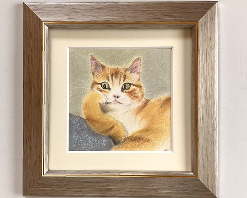 考え中（パステル画 原画）額装込み 絵画 にゃんずら 通販 17625108