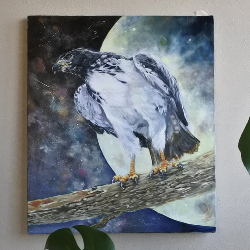 鷹の油絵F10号原画”Fly to the universe” 絵画 mimoza 通販 17957162