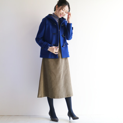 気品ある【ロイヤルブルー】ウール素材ショート丈ダッフルコート