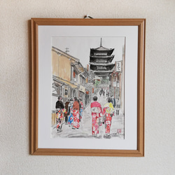 A4サイズ「紅葉の清水寺」 京の水彩画工房 絵画 京の水彩画工房 みちや