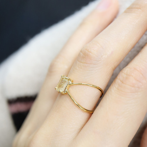 ゴールドルチルクォーツ クロス リング】 誕生石 針水晶 オクタゴン