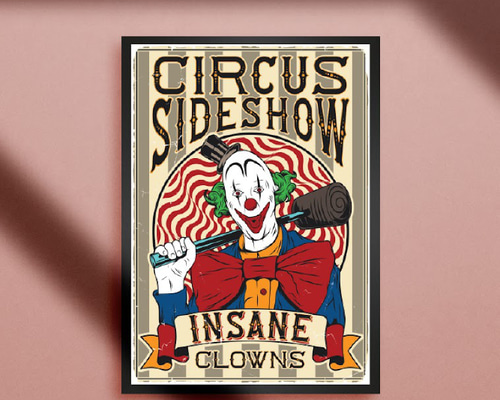 A4額付き】ピエロ pierrot クラウン clown サーカス 道化師 ホラー