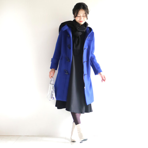 冬新色【ロイヤルブルー】ふんわりウール素材ロングダッフルコート