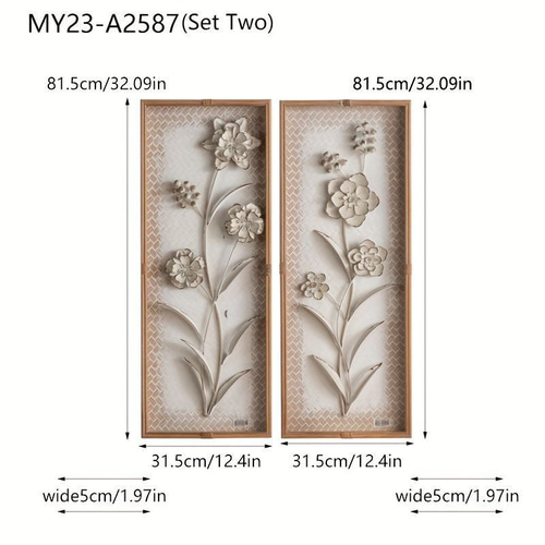 ウォールアート 壁掛け 2個セット ウォールインテリア 花 アンティーク