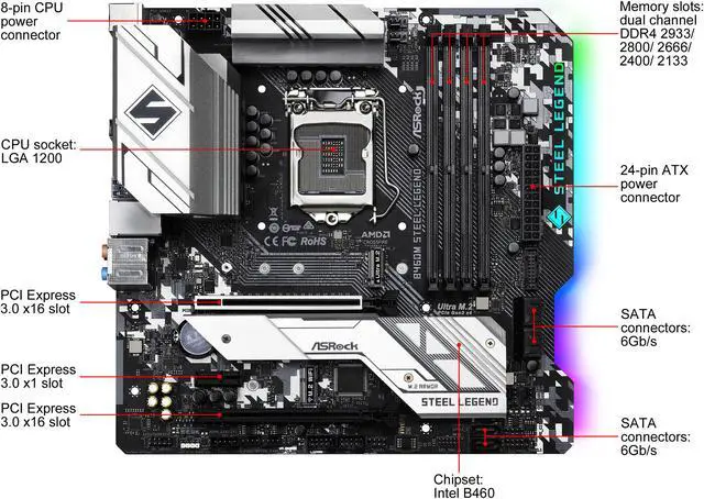 ASRock B460M STEEL LEGEND LGA 1200 Micro ATX Intel Motherboard
