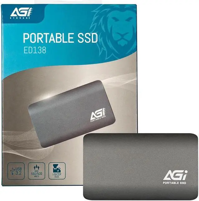 AGI 1TB ED138 Portable External SSD, (R/W Speed up to 550/500 MB/s