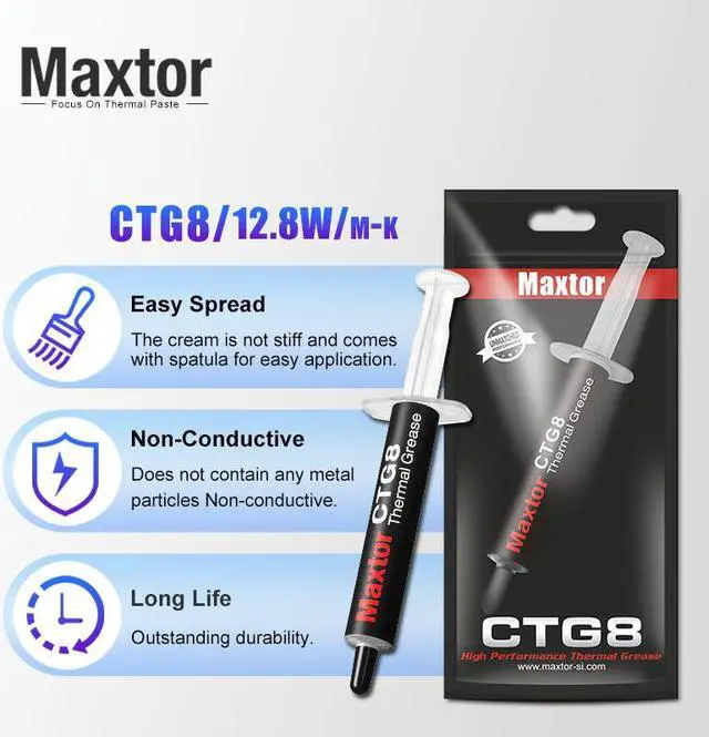 Maxtor Thermal CTG8 12.8W/mk thermal paste,Gaming grade CPU/GPU