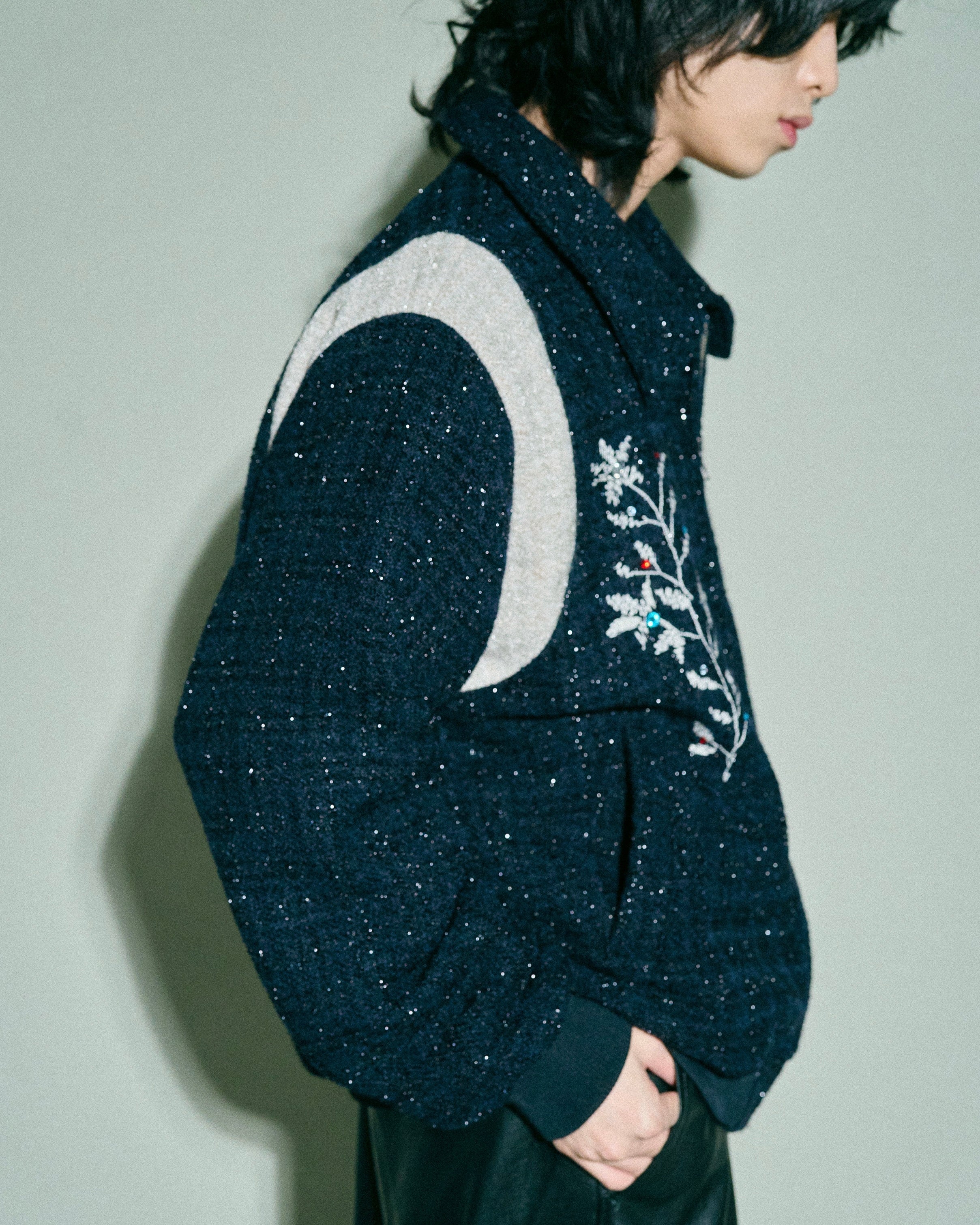 flower embroidery lame tweed varsity jacket – CAMPHOR WOOD