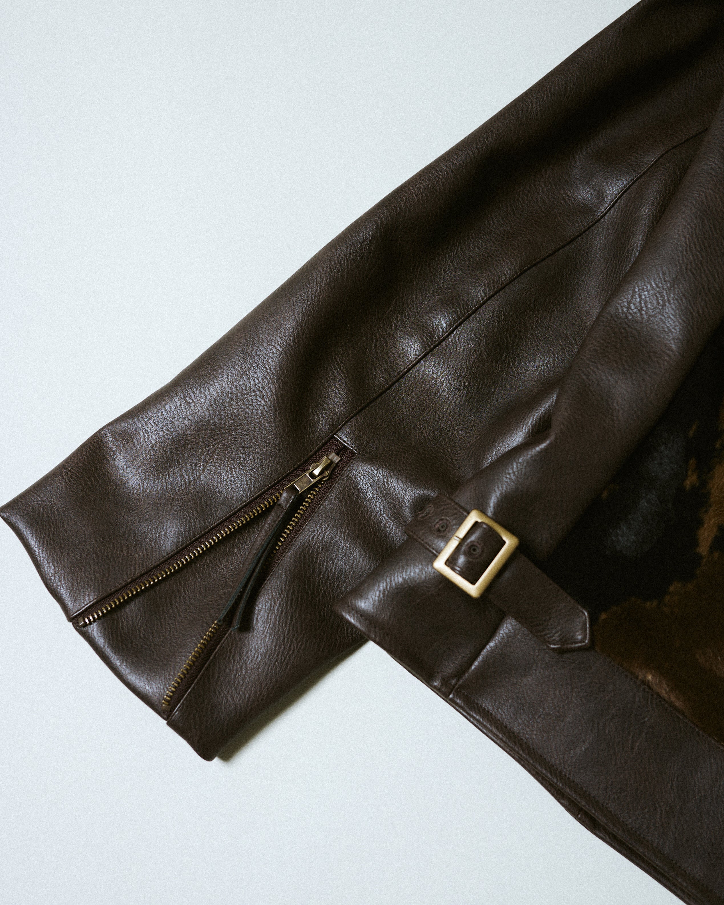 FAUX HAIRCALF LEATHER JACKET – CAMPHOR WOOD - OFFICIAL ONLINE