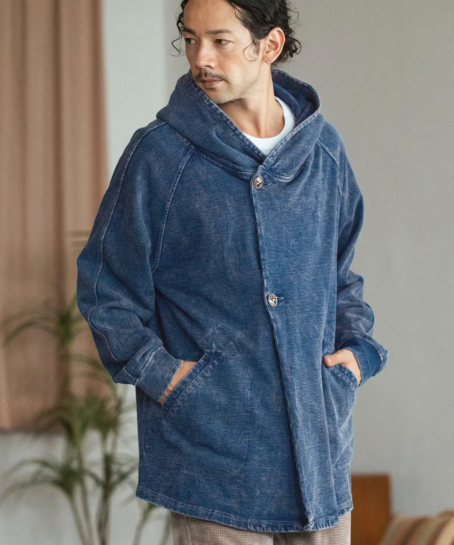 30%OFF【CAMBIO(カンビオ)】Indigo URAKE Poncho Like Hooded Jacket