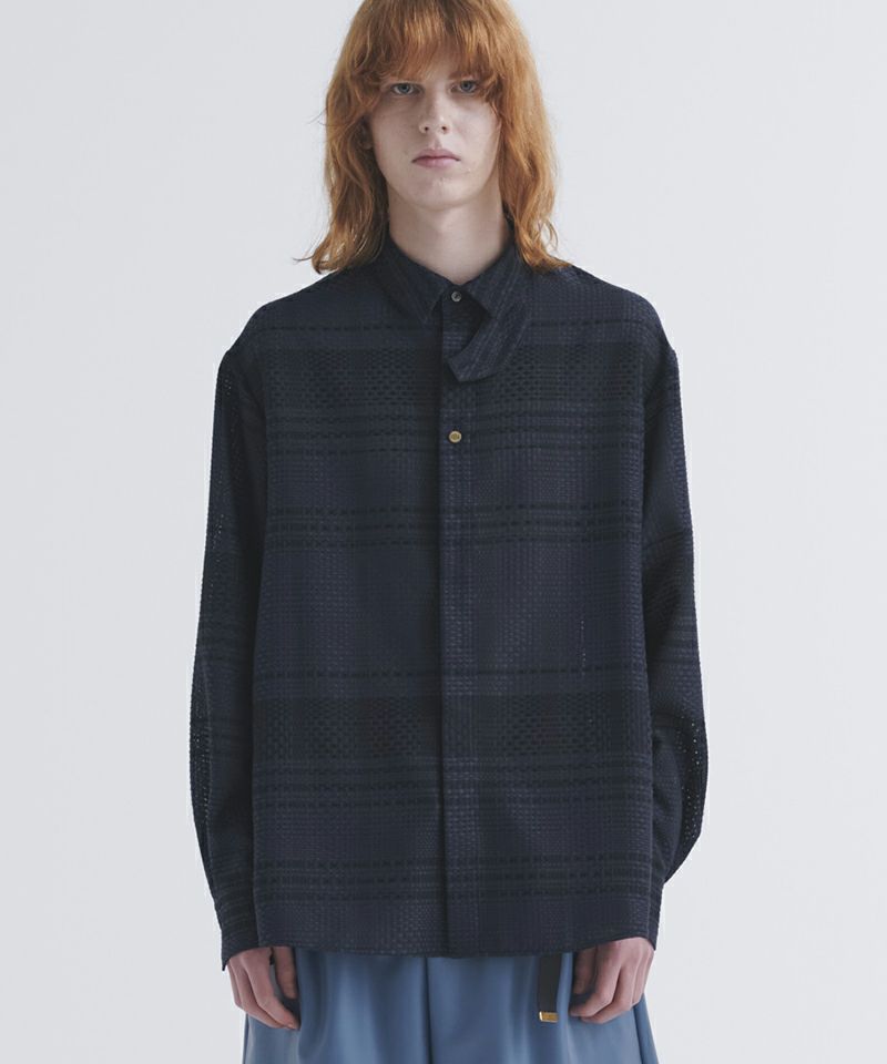 50%OFF【CULLNI(クルニ)】Sheer Tile Check Chin Tab Shirt シャツ(25