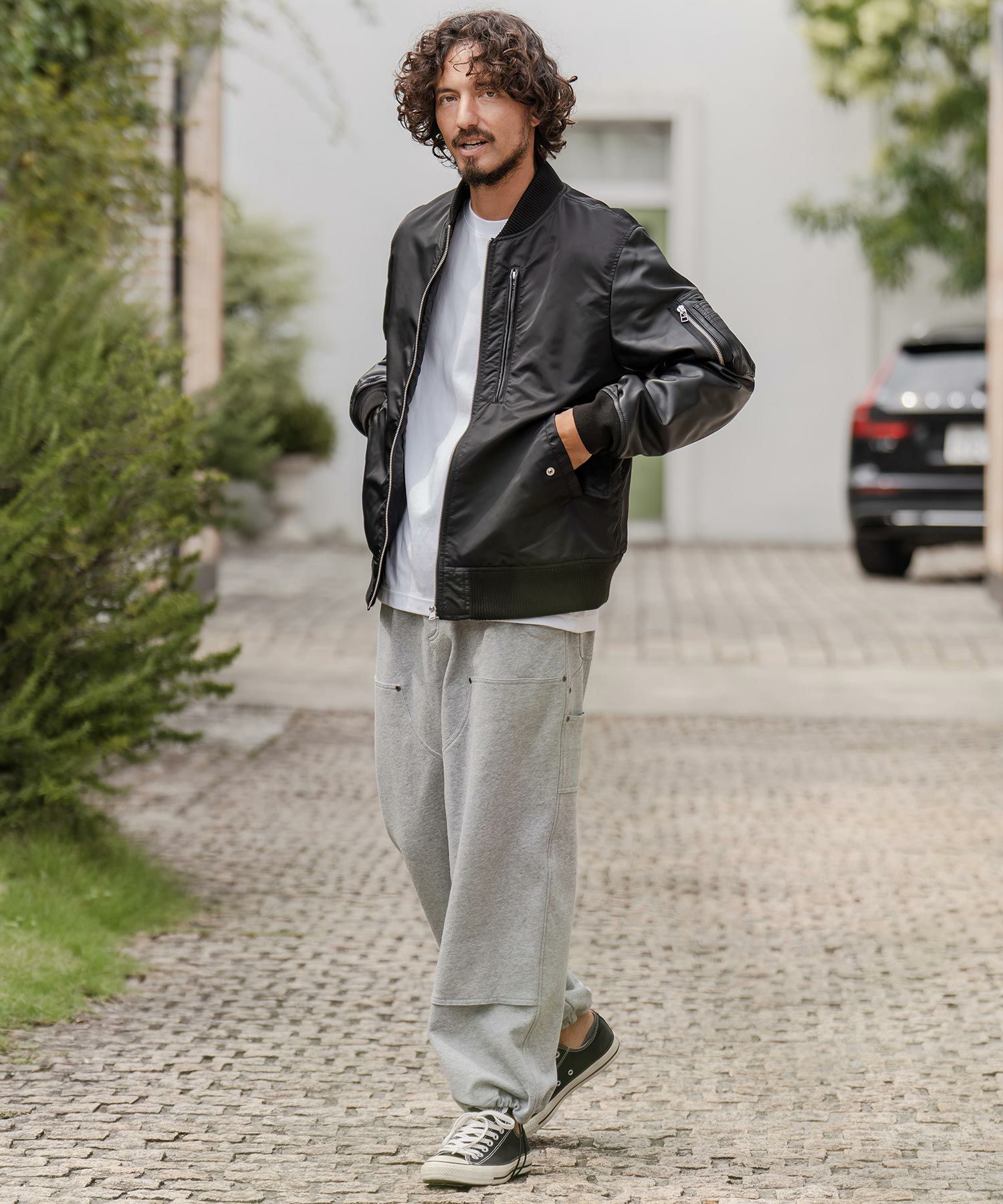 CAMBIO(カンビオ)】ナイロンツイル×レザーMA-1ジャケット | CAMBIO