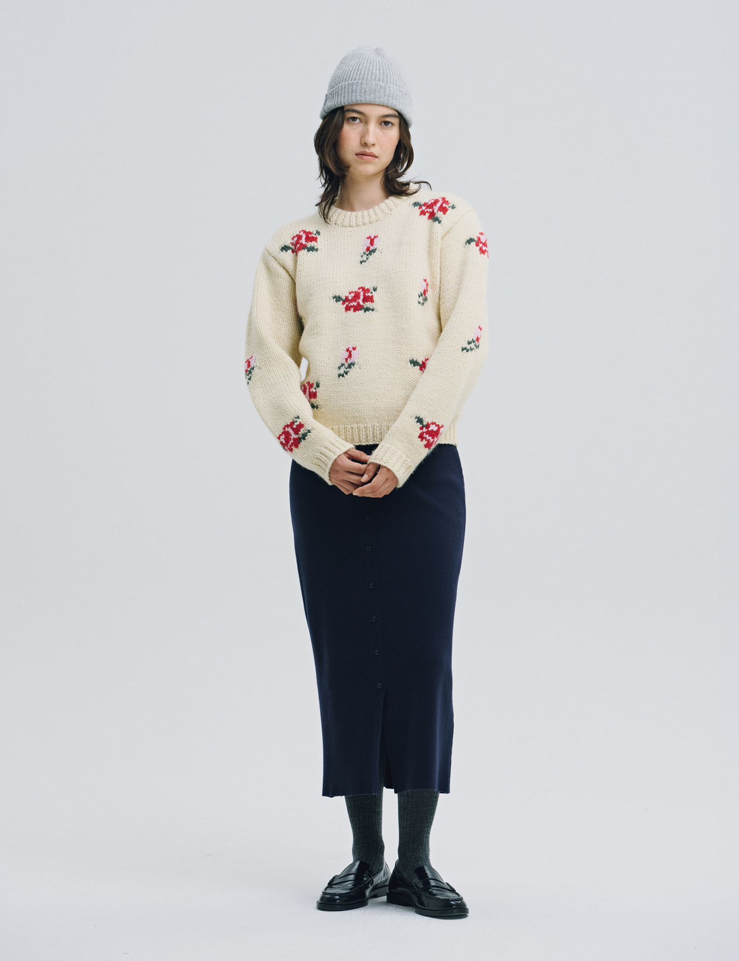 Rose Wool Hand Knit (Cream) | sienne