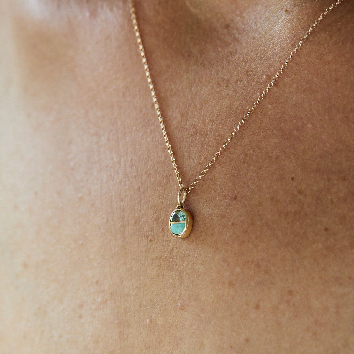 Horizon Pendant | Number 8 Turquoise + Montana Sapphire | Casual