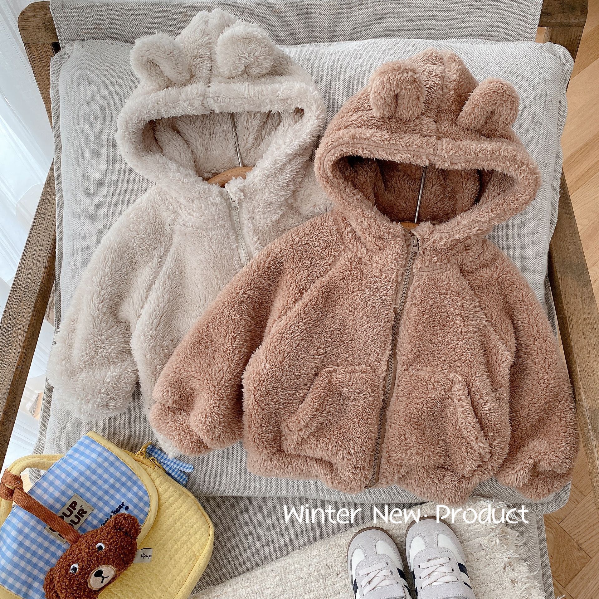 ベビー服 もこもこうさぎ耳フード付きベビージャケット アウター