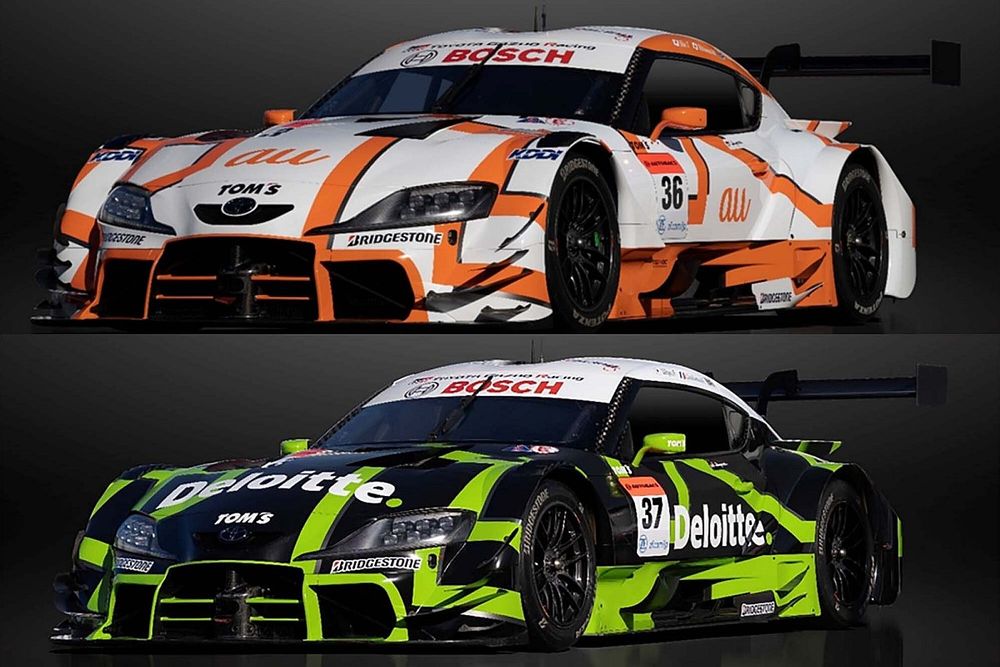 トムス、2023年スーパーGTマシンカラーリングを発表。2台揃って